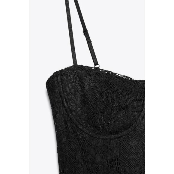 ZARA UNDERWIRE LACE MIDI DRESS - Picture 8 of 8